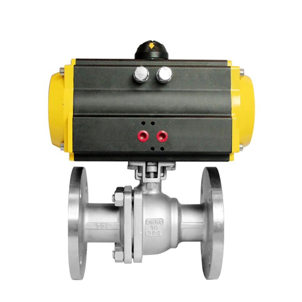 COVNA DN80 3 inch 2 Way Double Flange Type Remote Operated Stainless Steel Pneumatic Actuated Ball Valve