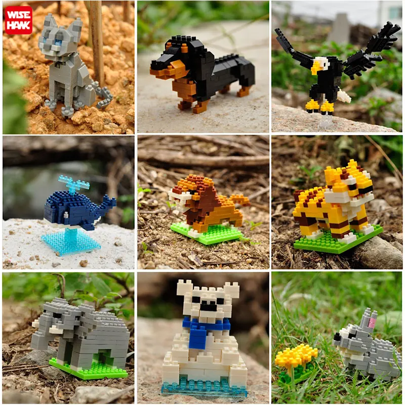 Cheap plastic micro building brick DIY animal educational small promotional diamond block toys