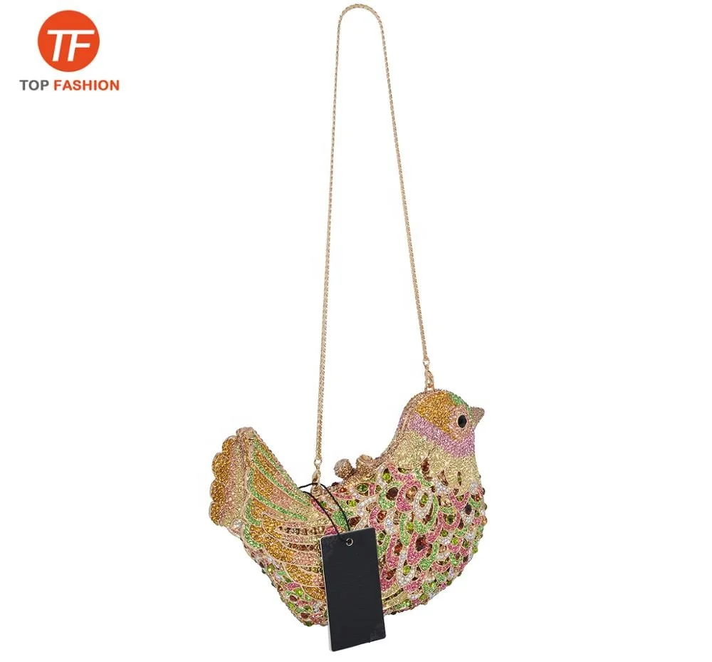 China Factory Wholesales Crystal Rhinestone Clutch Evening Bag for Formal Party Classic Bird Clutch Purse