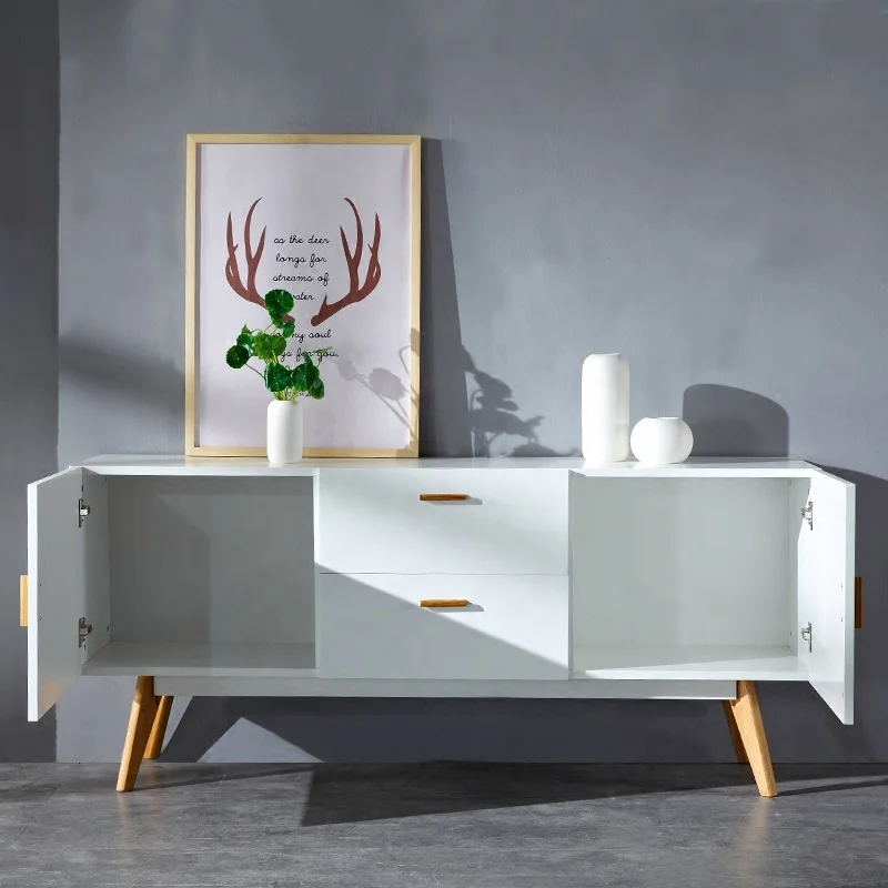 home furniture DIY 2 door 2 drawer cheap led lowboard wood wall console TV unit