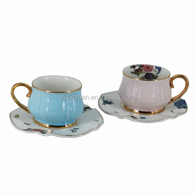 Фарфоровые чайные костяные фарфоровые кофейные чашки и блюдца с цветочным дизайном