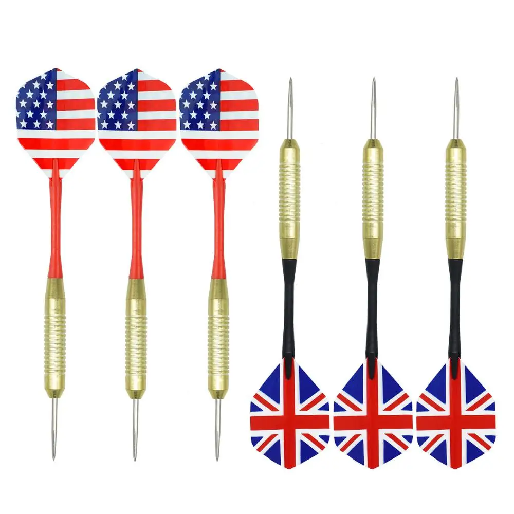 6 Pieces Darts Steel Tip Darts with POM Shafts, Brass Barrel  and PET Flights for Indoor Game