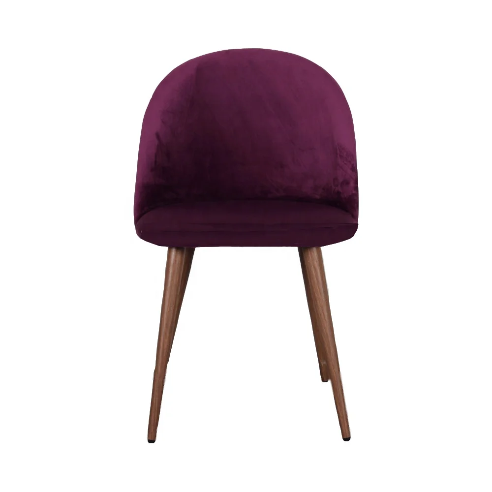 Home furniture Imitation wooden leg mysterious purple velvet dining chair