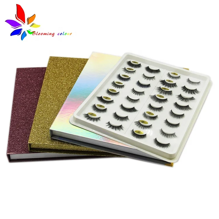 3d mink lash and custom package with private label Marble rose gold 16 pairs eyelash packaging book