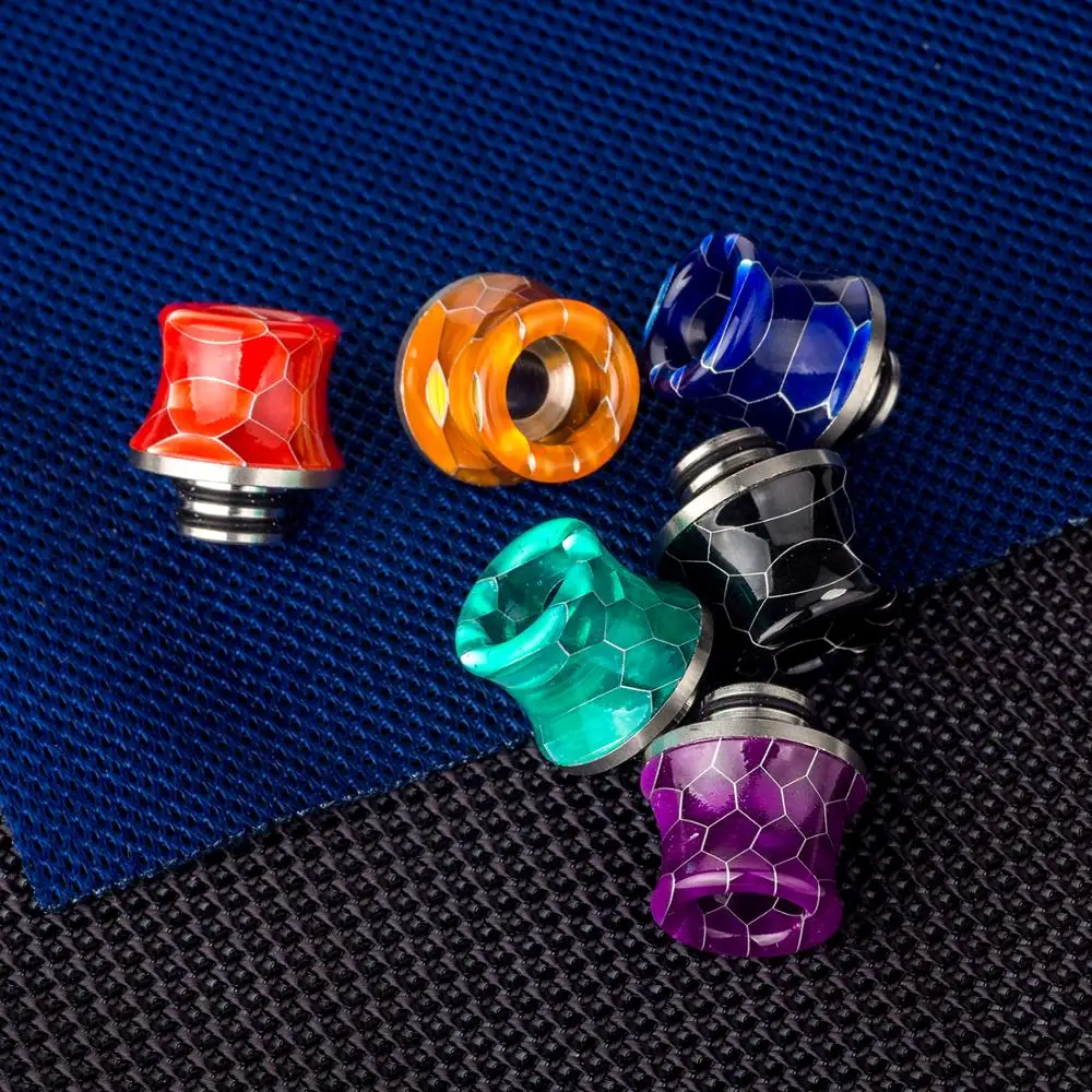 lovekeke-033 cheap e cig 510 stainless steel rainbow snake skkin  slim waist shape resin drip tip for 510 atomizer