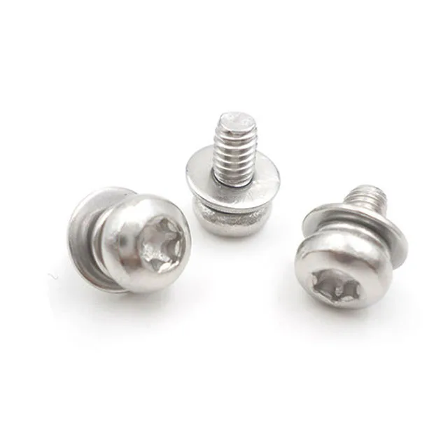 Authentic Stainless Steel 304 Plum-groove Round Head Flat Spring Cushion Combination Screw GB2672 Combination M6 Series