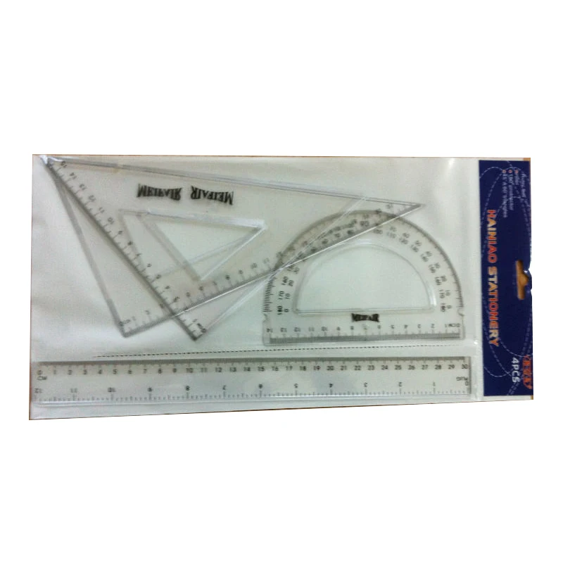 plastic ruler triangle protractor set