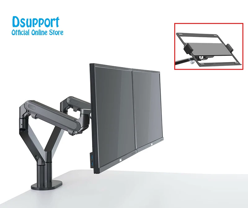 Dual use for Monitor Mount 17-32 and laptop Desk Stand OZ-2S Fully Adjustable Monitor Holder Gas Spring Monitor holder