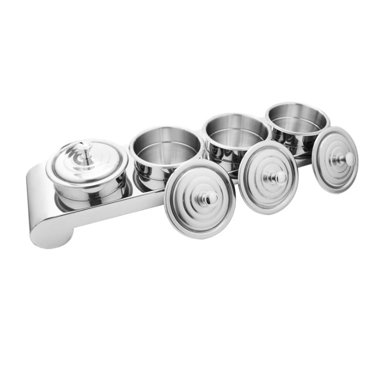 4 Pcs Stainless Steel Spice Jar Bottle Container Seasoning Set Spice Rack With Spoon