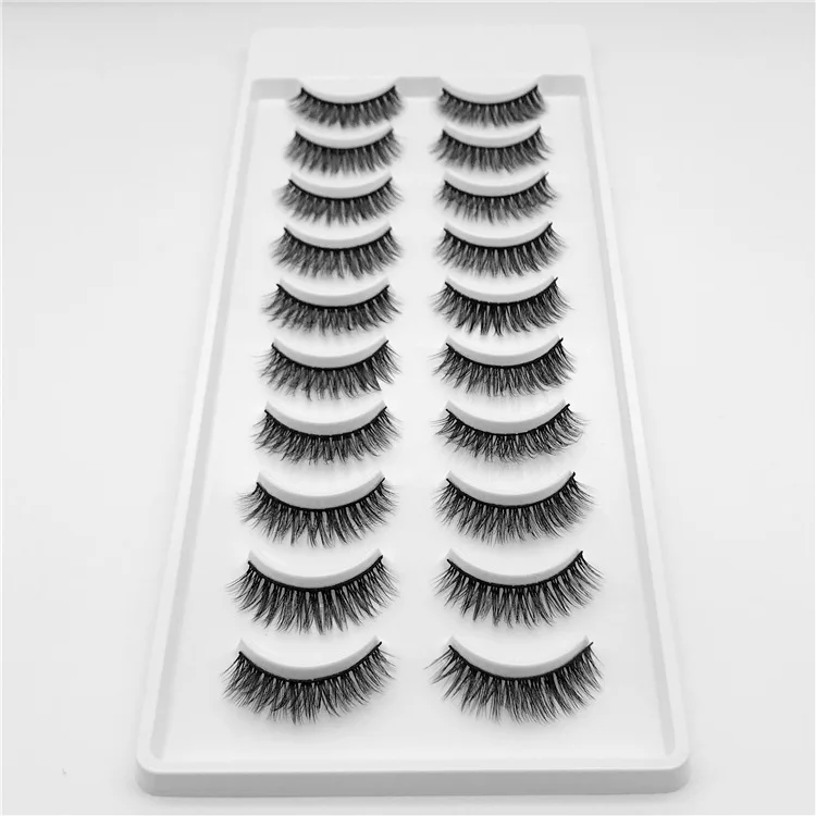 
10 Pairs Natural Long false eyelashes vendors create her brand false eyelashes wholesale faux mink lashes 