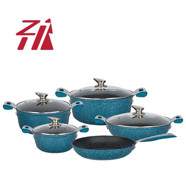 Горячая Распродажа 9 шт. набор посуды Кованые Алюминиевая нержавеющая посуда