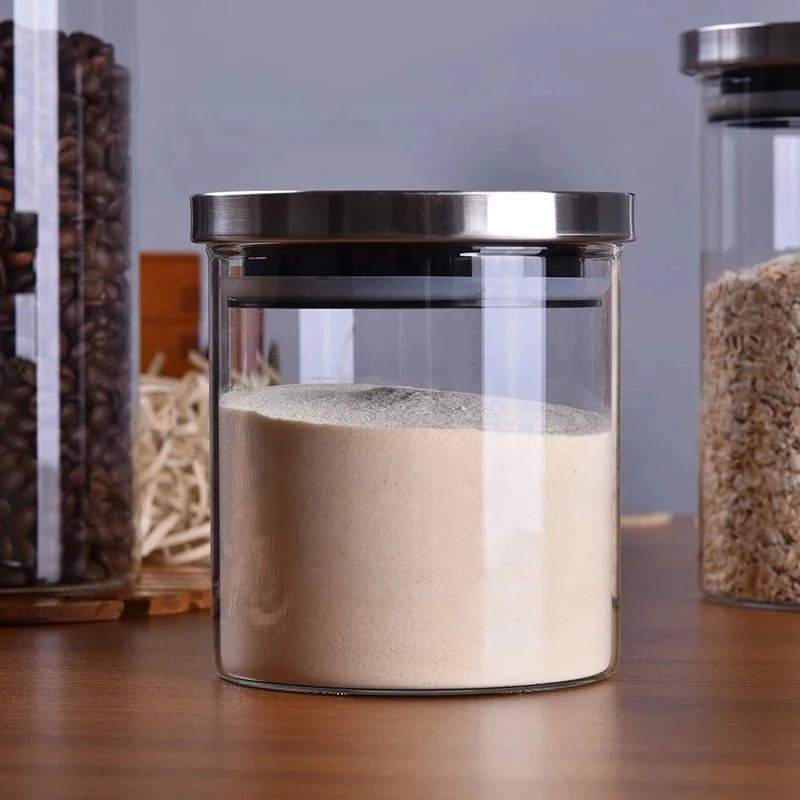 High Quality 450ml Borosil Glass Jar Stainless Steel Lid Eco-Friendly Foldable Food Kitchen School Beverages Boxed Custom Logo