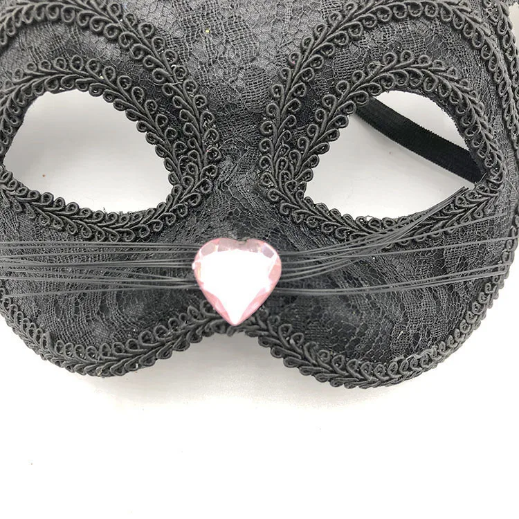 Фабричная Венецианская Маскарадная маска Женская сексуальная черная блестящая необычная кошка кружевная маска для глаз