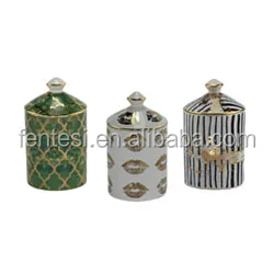 Custom Empty Decoration Candle Holder Unique Silver Domed Ceramic Jar For Scented Candle Luxury