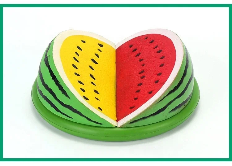 
Wholesale Custom Non Toxic Anti-Stress Pu Foam Squishy Fruit Saucer Watermelon PU Toy 