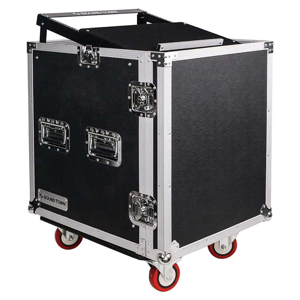 12-Space PA/DJ Pro Audio Rack/Road Case with Slant Mixer Top