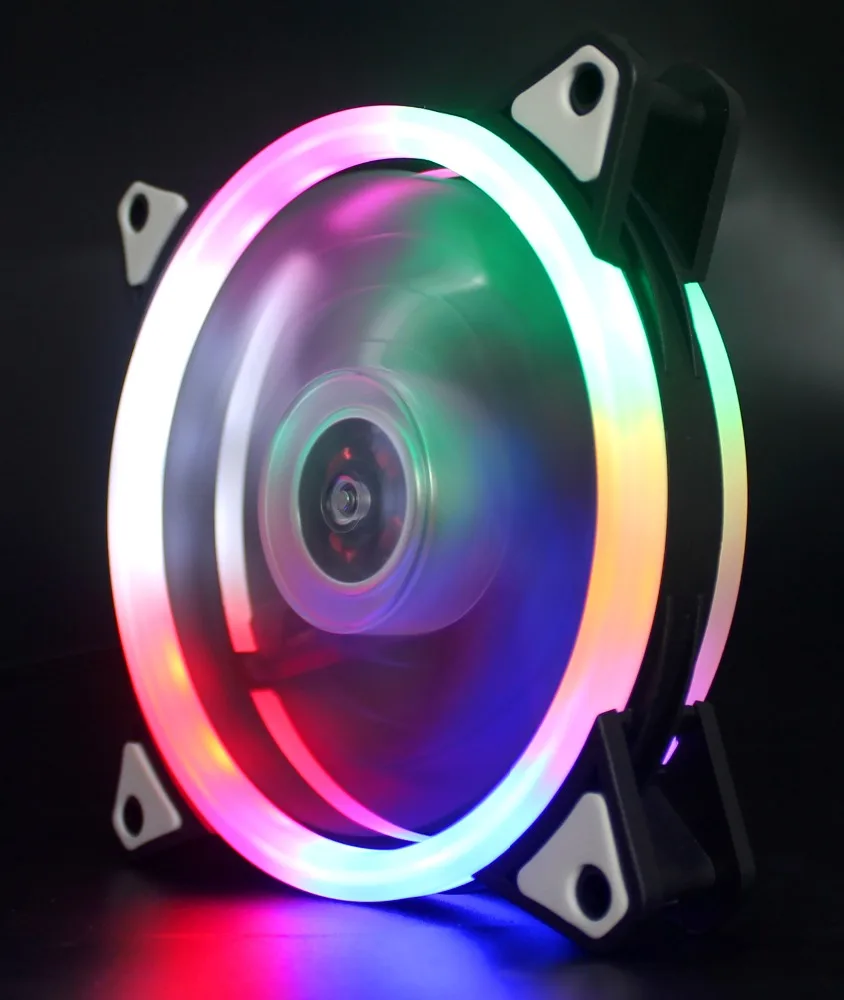 
12025 Quiet Computer Dual Ring LED RGB Case Fan with Controller for Gaming PC Computer 5 -PACK and 1 set remote controller 