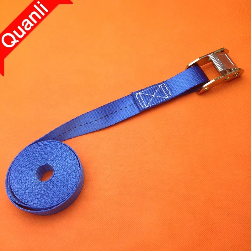 
25mm Polyester Cargo lashing strap Cam buckle strap Yellow base zinc buckle binding belt 