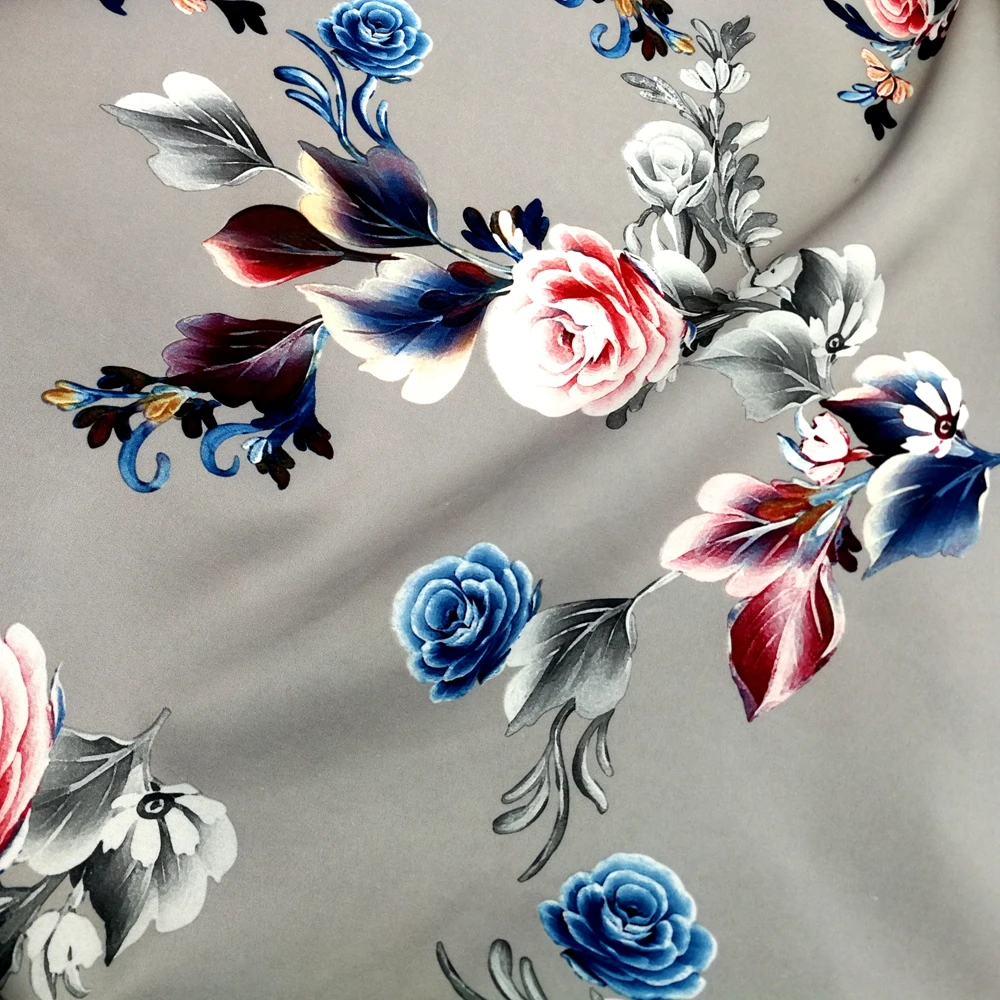 wholesale garment material dresses print fabric satin style