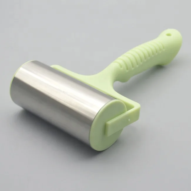 Food Grade Stainless Steel Pastry Roller Cutter Dough Rolling Pin Plastic Pizza Cake Decorating Cutter Set with Plastic Handle