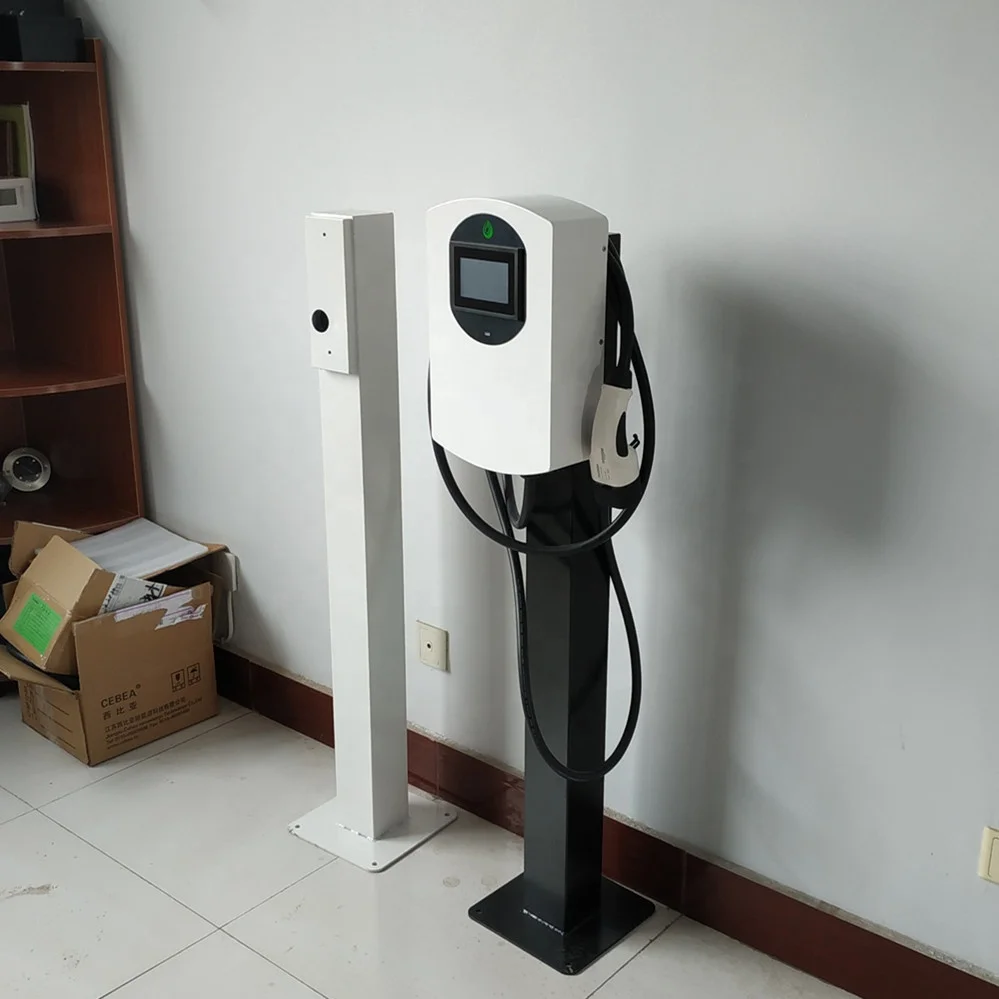 
11KW wall box charging pile with tethered 5m cables,type 2 plug,touching screen and type B RCD for ev charging station,OEM 