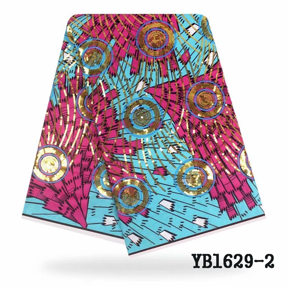 Nigeria lady fashion sequins African Ankara fabric 6 yards for party unique dress material quality one