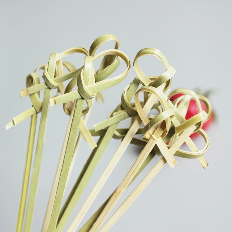 Зеленые Бамбуковые коктейльные палочки Jimao, 6 дюймов, палочки для коктейлей, бамбуковые палочки с узлом