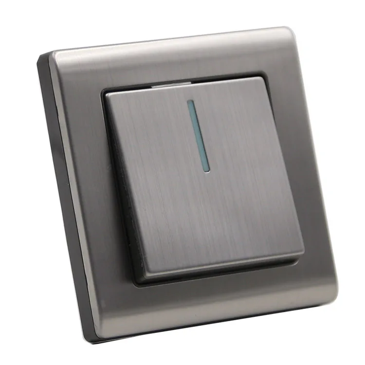 European Stainless Steel Wall Switch 1 Gang LED Switch
