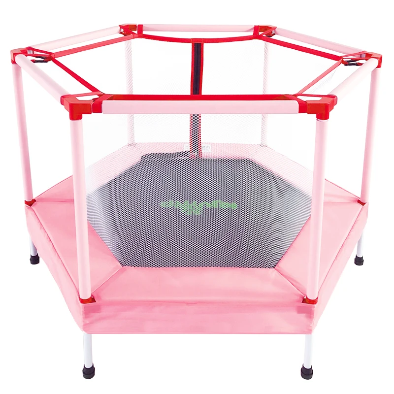Pink Color Hexagonal Mini Trampoline For Kids