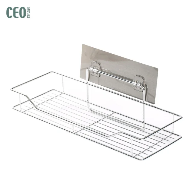 Household Magic Sticker Wall Mounted Stainless Steel shower shelf kitchen bathroom storage rack