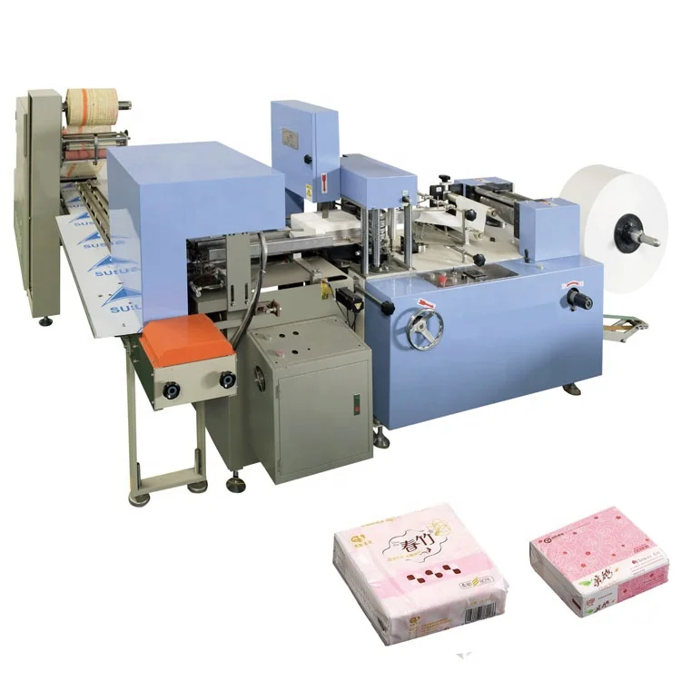 automatic dinner lunch tissue paper napkin embossing folding converting making production folder machine line for sale price