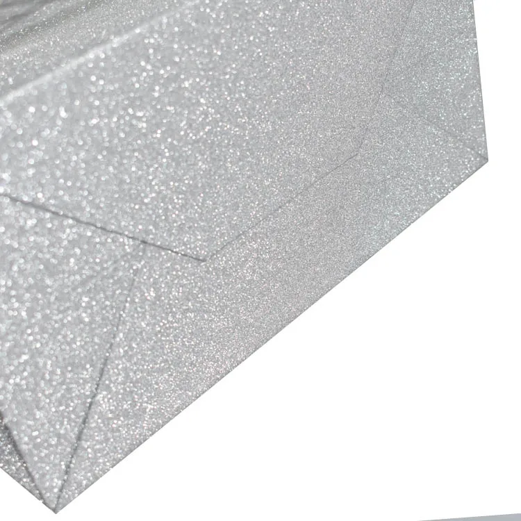 Wholesale best price shopping wrapping silver glitter paper bags for gift packing