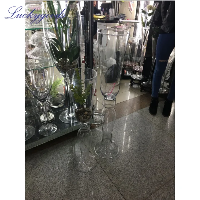 LHP020 new arrival transparent tall clear glass vases table vase centerpiece