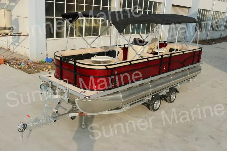 
25ft Aluminum Pontoon Boat Party Boat Suit for Container Load, triple pontoon tube, CE approved 