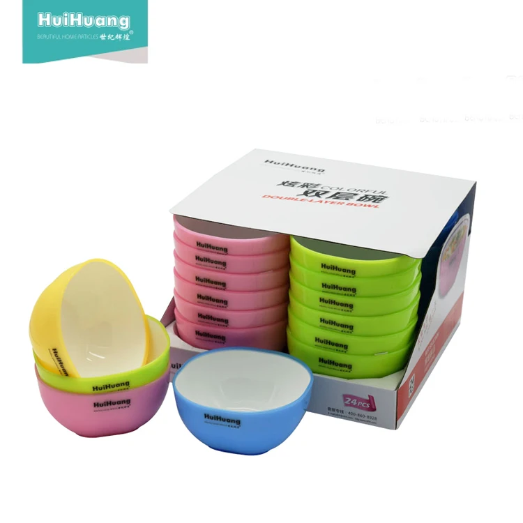 
custom cheap price kitchen microwave colorful PP double color plastic bowl set plastic soup bowl plastic salad bowl 
