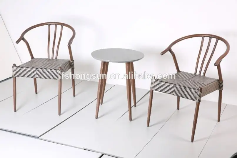 Горячая Распродажа бамбуковый вид алюминиевая уличная мебель комплект