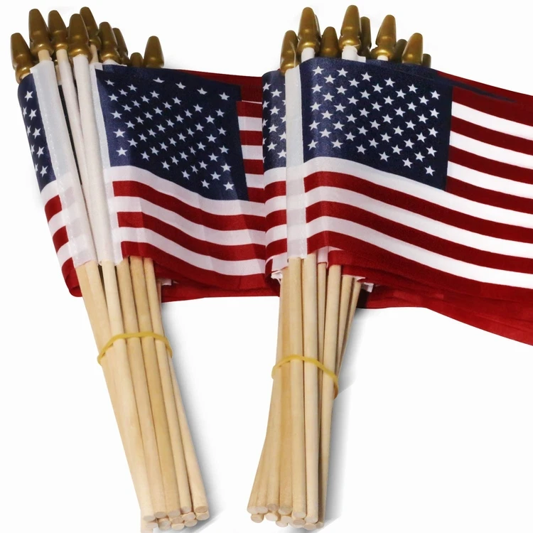 Free sample 100% polyester high quality national USA american hand flag