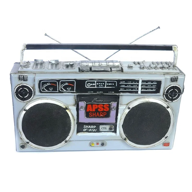 CY014 Creative Retro Radio Model Antique Handmade Nostalgia Wireless Ornaments Metal Craft Bar Home Decor Gift