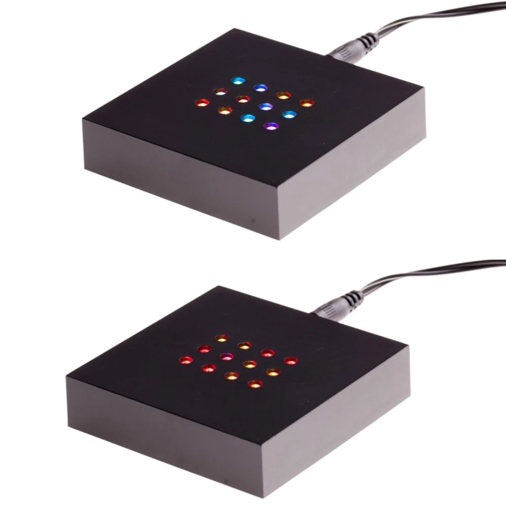 
BOSHI Plastic square engraving 3d crystal cube with led light base 