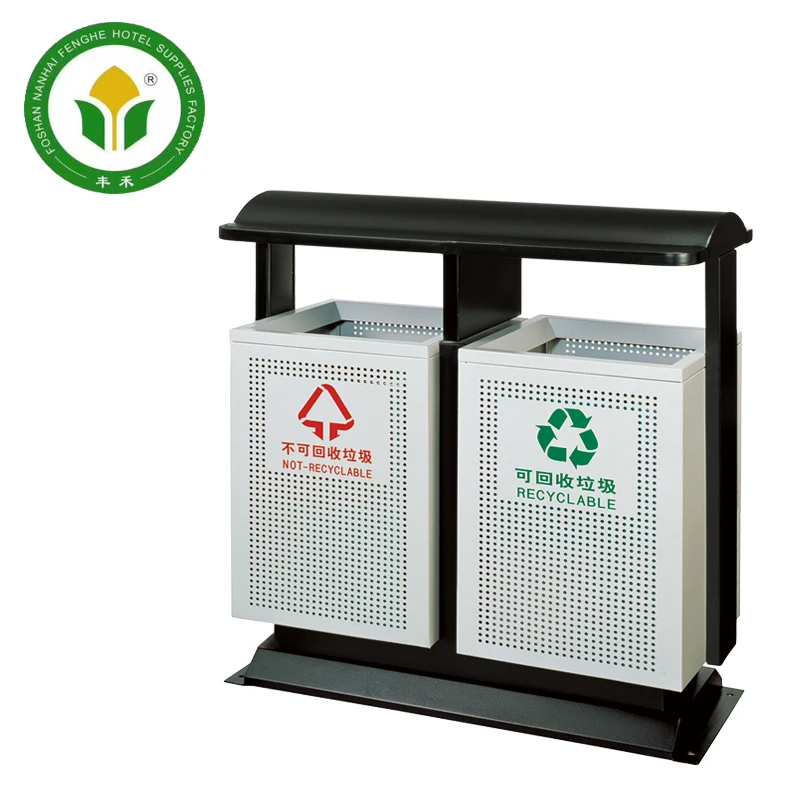 Outside battery can iron classifying garbage double bin waste bin trash bin
