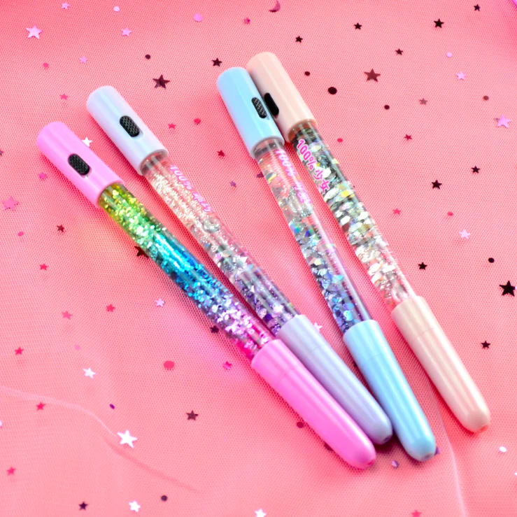 LED Light Glitter Floating Pen Liquid Filled Colorful Crystal Fairy Sparkle Drift Sand Quicksand Magic Cute Kawaii Gel Ink Pen