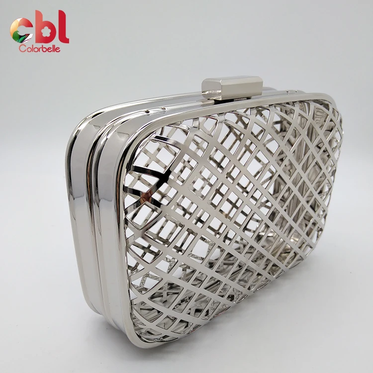Wholesale high quality Mesh type bag clutch bag box metal frame