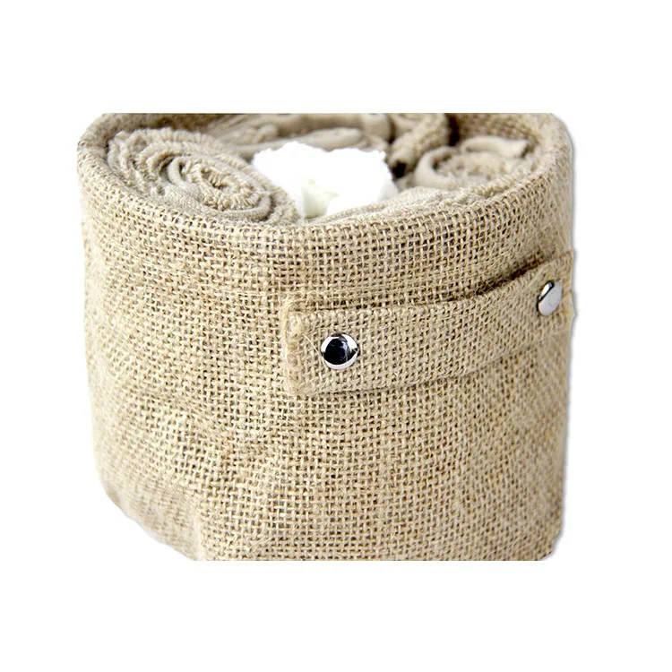 Organizer Box Bins Jute storage basket mini desk storage basket for  Cotton Linen Foldable basket with Handle