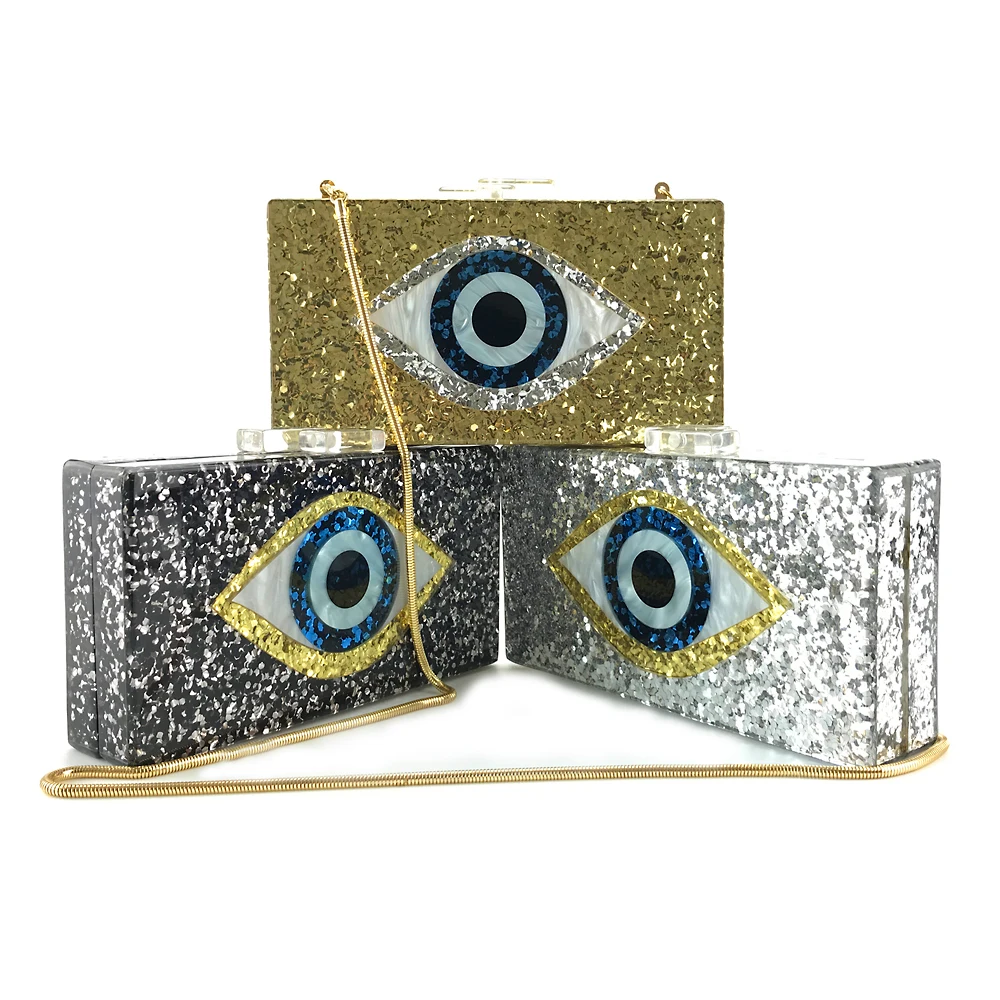 
China supplier wholesale acrylic handmade evil eye acrylic clutch OC3510 