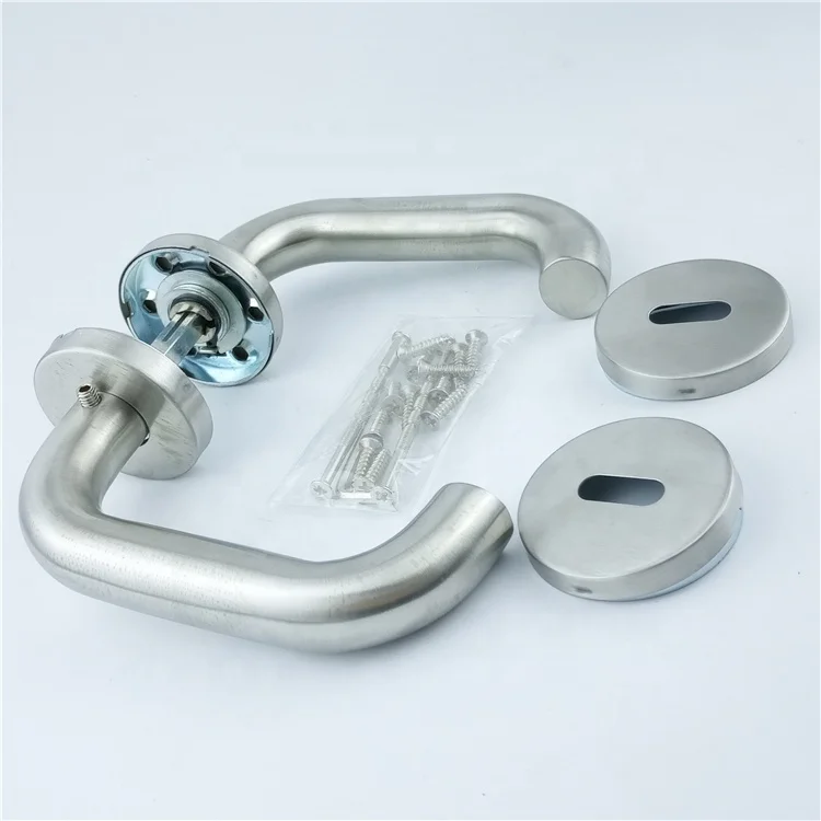 Popular Stock Commercial Curved Design Bedroom Bathroom Stainless Steel Hollow Door Handle Mortise Door Lock Handle