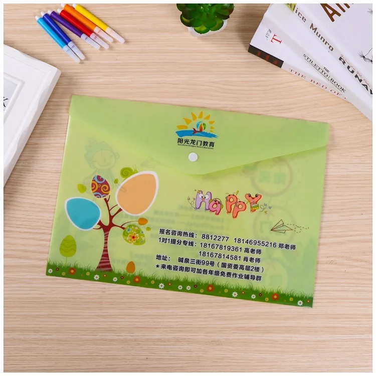 
Clear Document folder with Snaps Buttons Transparent Document Bag Envelope File Folder with Custom designs 