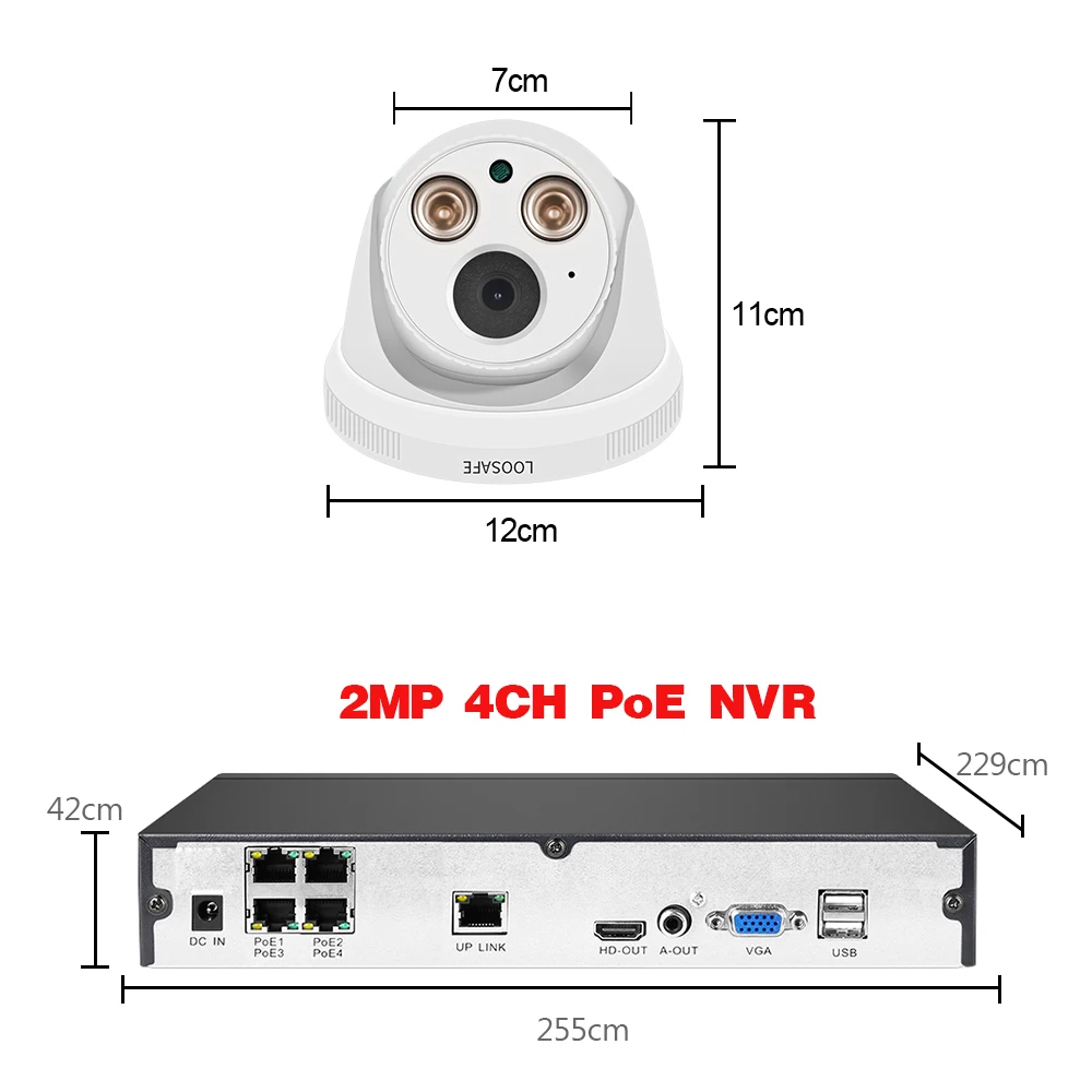 Factory Wholesale Surveillance Camera 2MP Dome CCTV Warm light Camera 4CH POE Camera NVR Kit