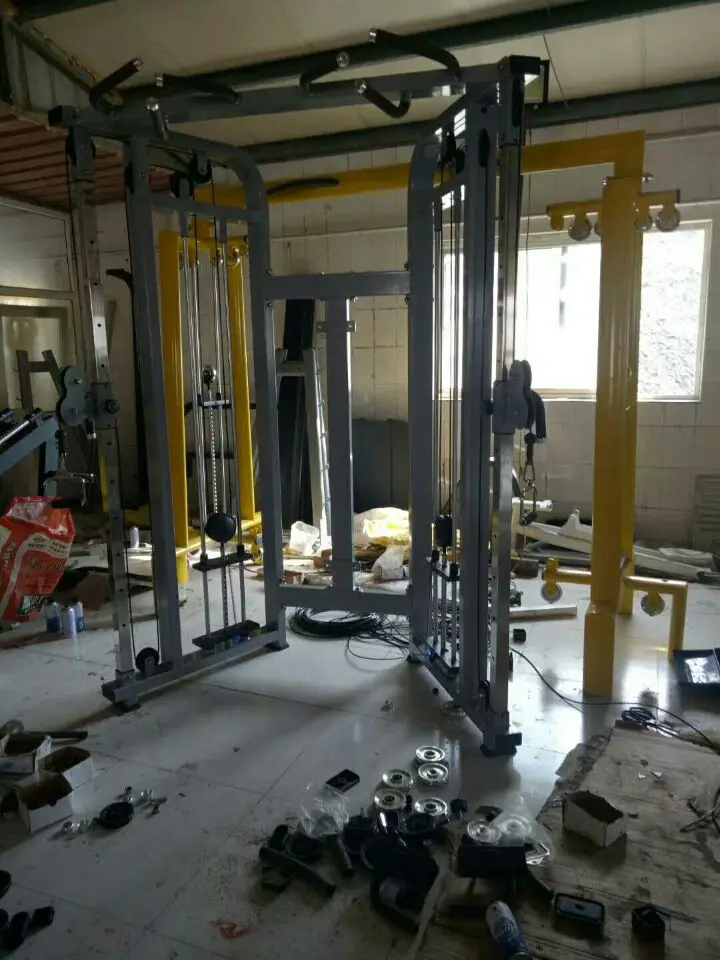 Multi Functional Smith Trainer with Cable Crossover &Rack with 80kg*2 Weight Stack