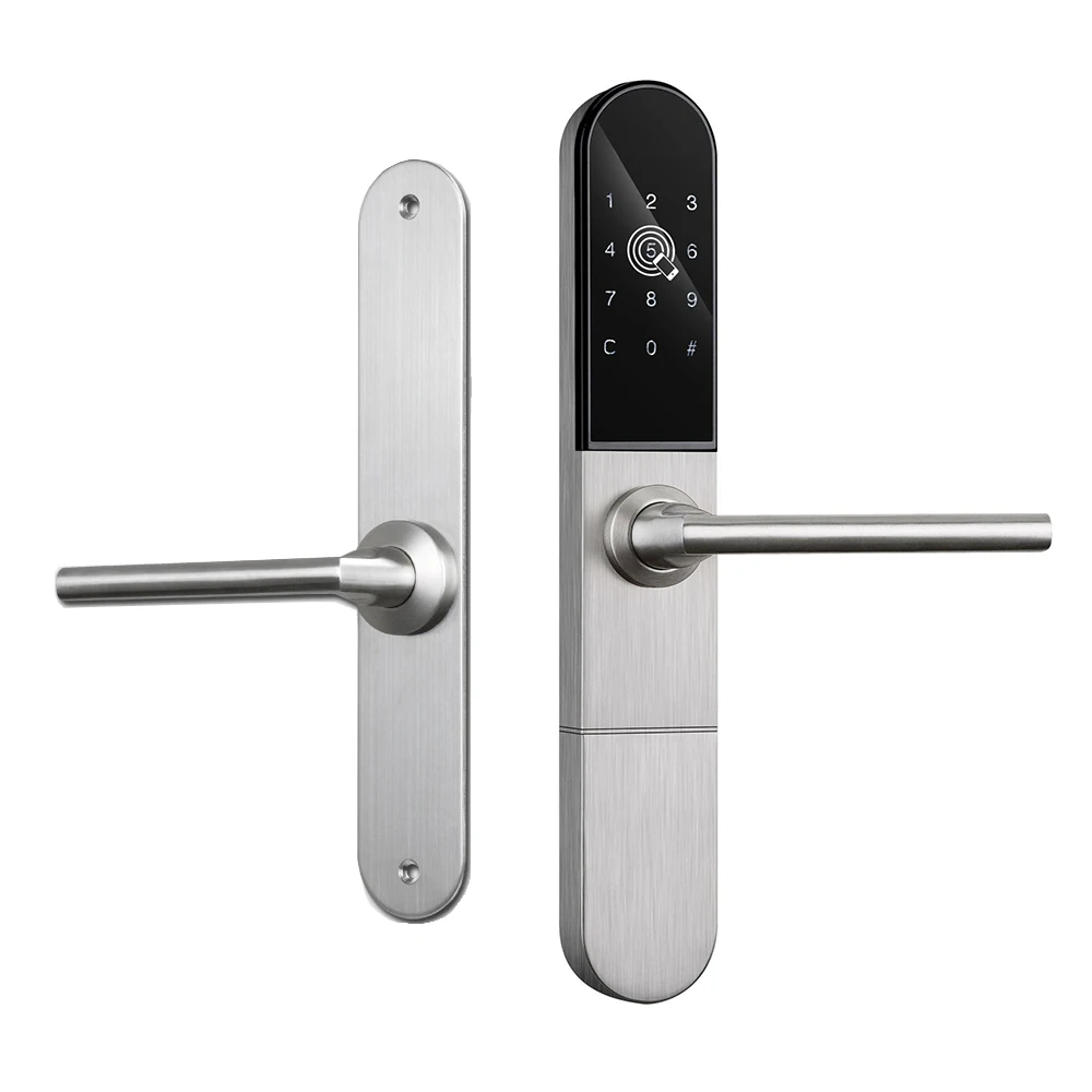 Slim Aluminum Glass Smart Slider Door Lock Wifi BLE TTLock App RFID Card Digital Code Electronic Door Lock