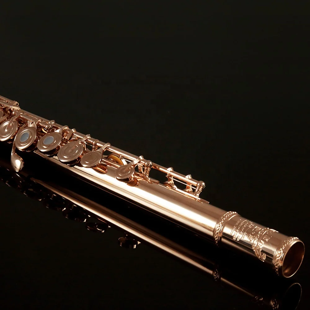 ROFFEE 991 Professional Performance Level 17 Open Holes Rose Gold Plated Sterling Silver Flute